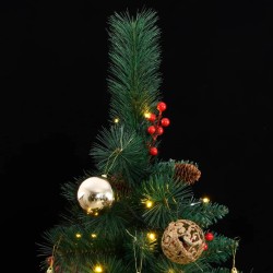 vidaXL Árbol de Navidad artificial con bisagras 300 LED y bolas 180 cm