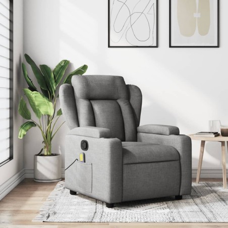 vidaXL Sillón de masaje reclinable de tela gris oscuro