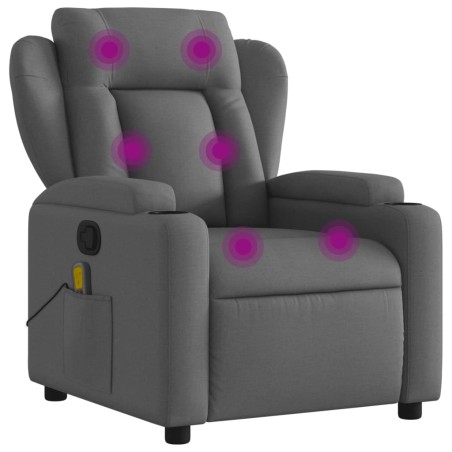 vidaXL Sillón de masaje reclinable de tela gris oscuro