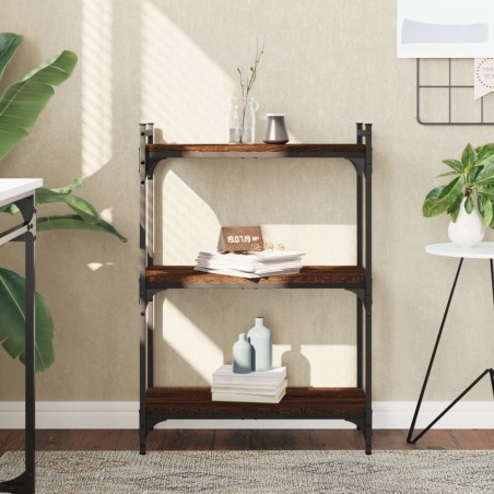 vidaXL Librería 3 estantes madera ingeniería marrón roble 60x30x86 cm