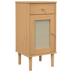 vidaXL Mesita noche SENJA aspecto ratán madera pino marrón 40x35x80 cm