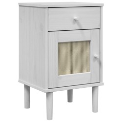 vidaXL Mesita noche SENJA aspecto ratán madera pino blanco 40x35x65 cm