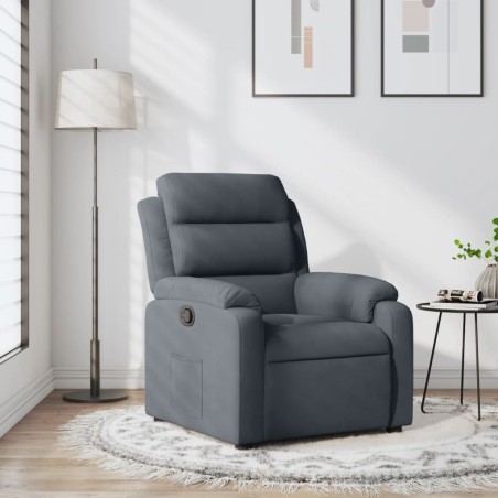 vidaXL Sillón reclinable de terciopelo gris oscuro