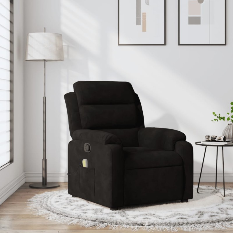 vidaXL Sillón de masaje reclinable de terciopelo negro vidaXL Sillón de masaje reclinable de terciopelo negro