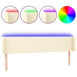vidaXL Cabecero con LED cuero sintético crema 183x16x78/88 cm