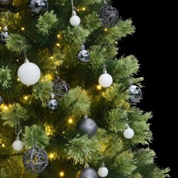 vidaXL Árbol de Navidad artificial con bisagras 300 LED y bolas 210 cm