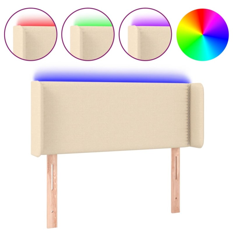 vidaXL Cabecero con LED de tela crema 93x16x78/88 cm vidaXL Cabecero con LED de tela crema 93x16x78/88 cm