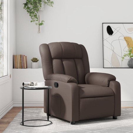 vidaXL Sillón reclinable de cuero sintético marrón