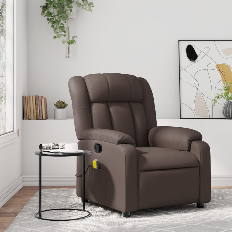 vidaXL Sillón de masaje reclinable cuero sintético marrón vidaXL Sillón de masaje reclinable cuero sintético marrón