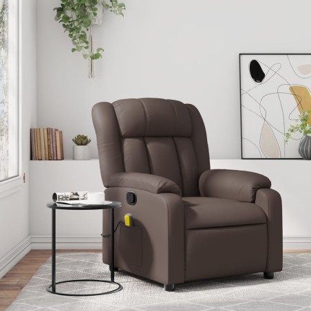 vidaXL Sillón de masaje reclinable cuero sintético marrón