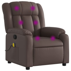 vidaXL Sillón de masaje reclinable cuero sintético marrón