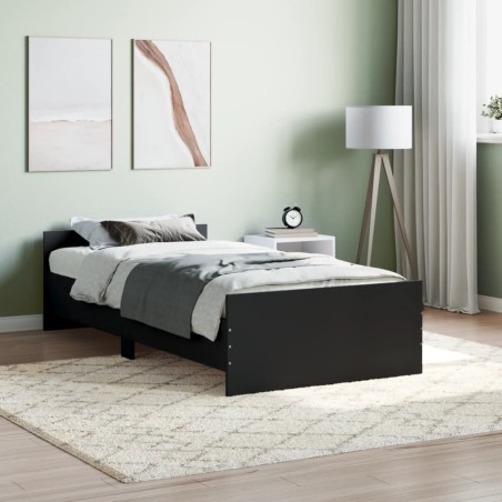 vidaXL Estructura de cama madera contrachapada negra 100x200 cm
