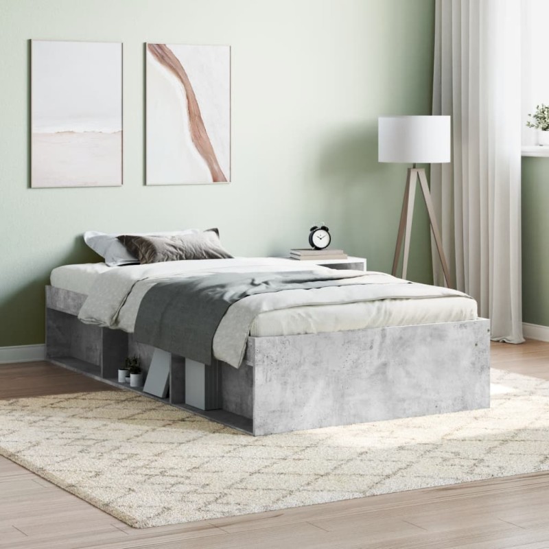 vidaXL Estructura de cama gris hormigón 100x200 cm vidaXL Estructura de cama gris hormigón 100x200 cm