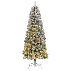 vidaXL Árbol de Navidad artificial con bisagras 300 LED y bolas 240 cm