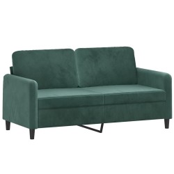 vidaXL Sofá de 2 plazas de terciopelo verde oscuro 140 cm