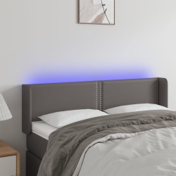 vidaXL Cabecero con LED cuero sintético gris 147x16x78/88 cm