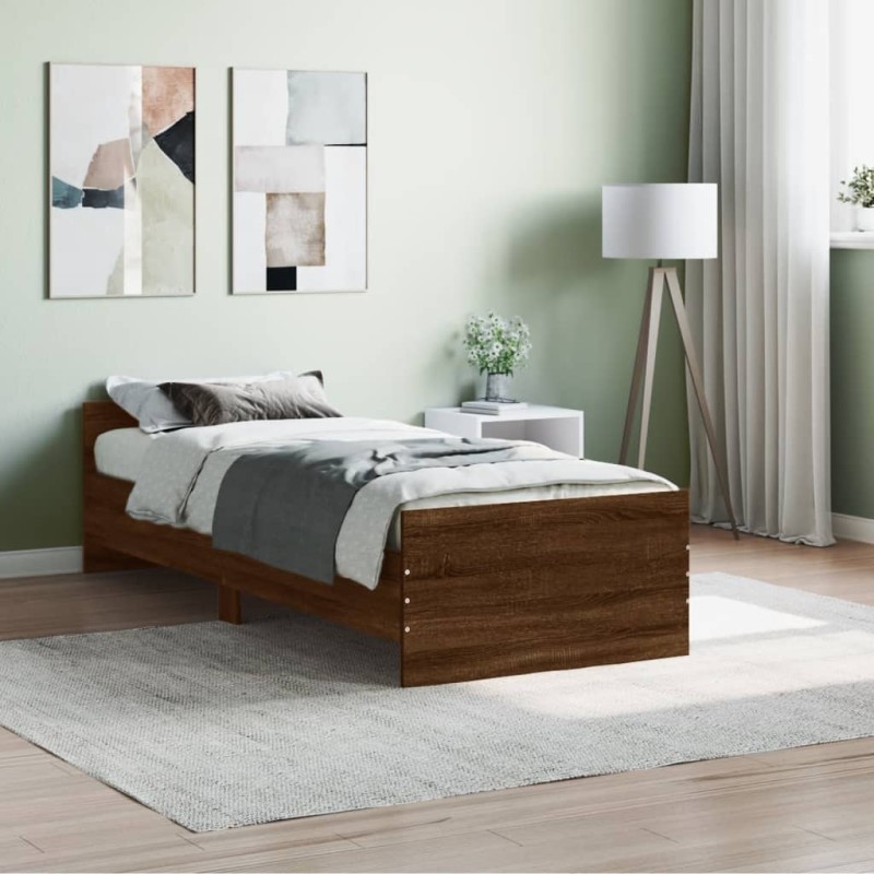 vidaXL Estructura de cama madera de ingeniería marrón roble 75x190 cm
