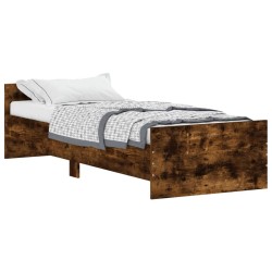 vidaXL Estructura de cama madera de ingeniería roble ahumado 75x190 cm