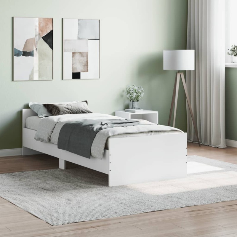 vidaXL Estructura de cama madera de ingeniería blanca 75x190 cm vidaXL Estructura de cama madera de ingeniería blanca 75x190 cm