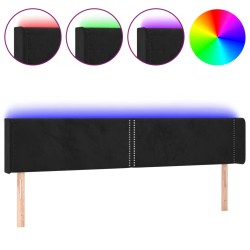 vidaXL Cabecero con LED de terciopelo negro 163x16x78/88 cm