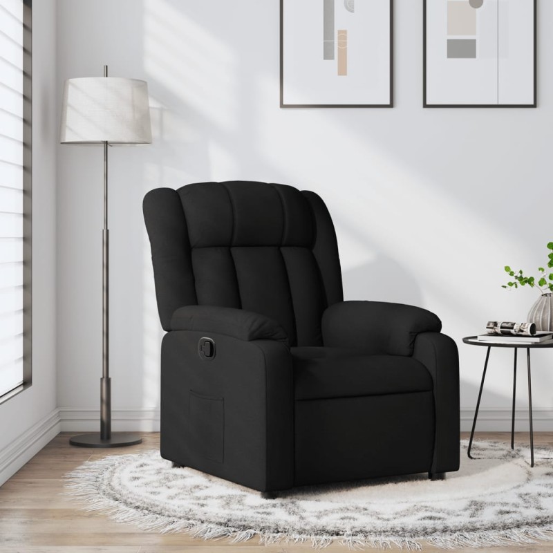 vidaXL Sillón reclinable de tela negro vidaXL Sillón reclinable de tela negro
