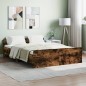 vidaXL Estructura de cama con cabecero piecero roble ahumado 135x190cm vidaXL Estructura de cama con cabecero piecero roble ahumado 135x190cm