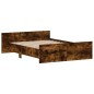 vidaXL Estructura de cama con cabecero piecero roble ahumado 135x190cm vidaXL Estructura de cama con cabecero piecero roble ahumado 135x190cm
