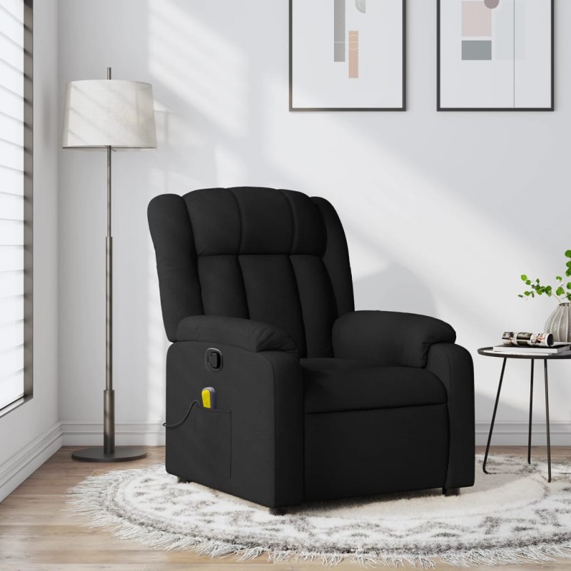 vidaXL Sillón reclinable de masaje de tela negro vidaXL Sillón reclinable de masaje de tela negro