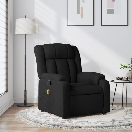 vidaXL Sillón reclinable de masaje de tela negro