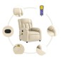 vidaXL Sillón de masaje reclinable de tela crema vidaXL Sillón de masaje reclinable de tela crema