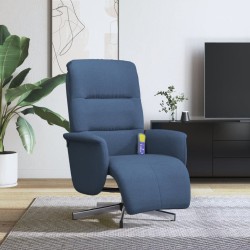 vidaXL Sillón reclinable de masaje con reposapiés tela azul