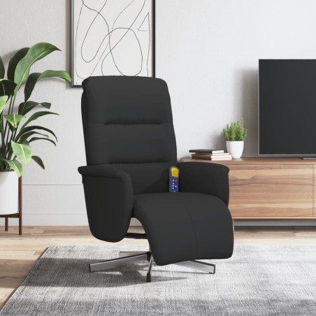 vidaXL Sillón reclinable de masaje con reposapiés tela negra