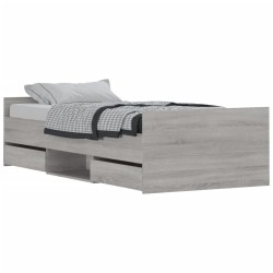 vidaXL Estructura de cama con cabecero piecero gris Sonoma 100x200 cm