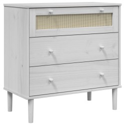 vidaXL Cómoda SENJA aspecto ratán madera maciza pino blanco 80x40x80cm
