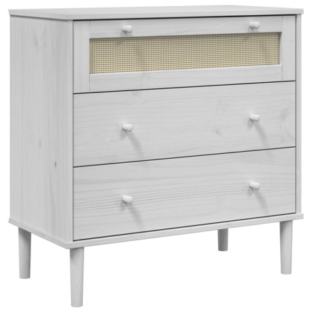 vidaXL Cómoda SENJA aspecto ratán madera maciza pino blanco 80x40x80cm