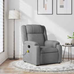 vidaXL Sillón reclinable de masaje de tela gris claro