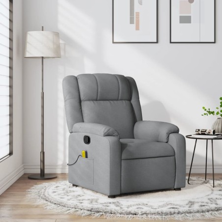 vidaXL Sillón reclinable de masaje de tela gris claro