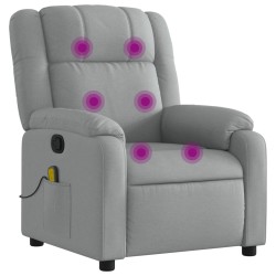 vidaXL Sillón reclinable de masaje de tela gris claro