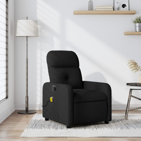 vidaXL Sillón reclinable de masaje de tela negro