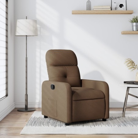 vidaXL Sillón reclinable de tela marrón