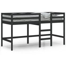 vidaXL Cama alta de niños escalera madera maciza pino negra 80x200 cm