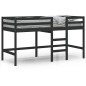 vidaXL Cama alta de niños escalera madera maciza pino negra 80x200 cm