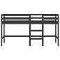 vidaXL Cama alta de niños escalera madera maciza pino negra 80x200 cm