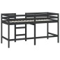 vidaXL Cama alta de niños escalera madera maciza pino negra 80x200 cm
