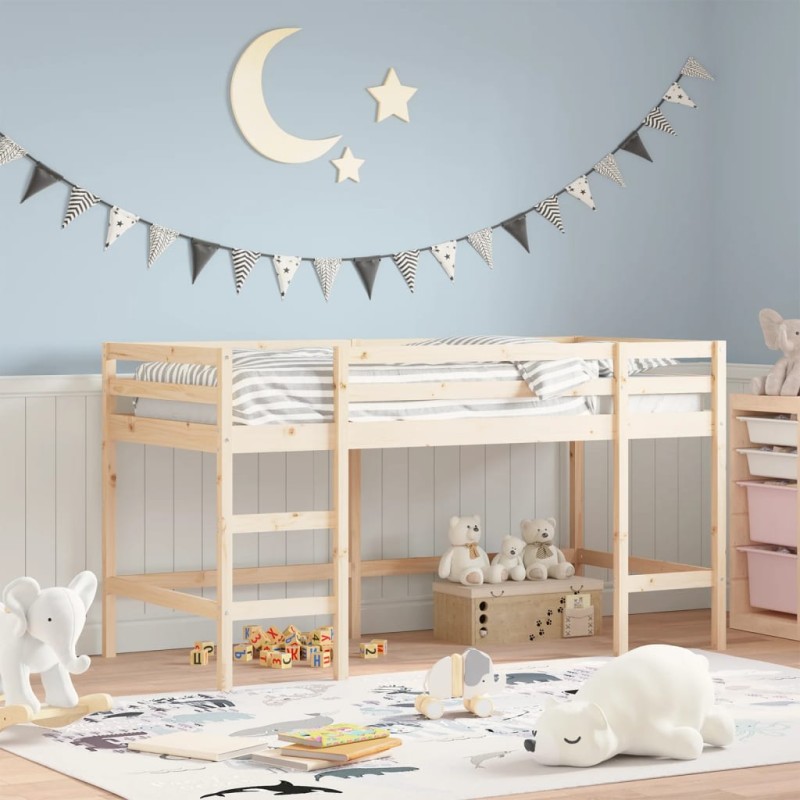 vidaXL Cama alta de niños escalera madera maciza pino 80x200 cm vidaXL Cama alta de niños escalera madera maciza pino 80x200 cm