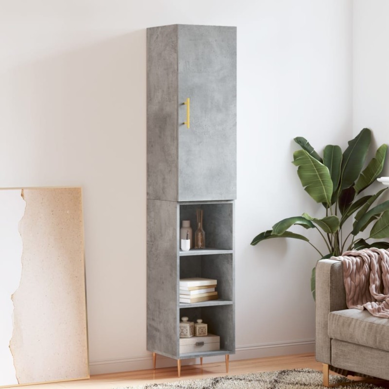 vidaXL Aparador de madera contrachapada gris hormigón 34,5x34x180 cm vidaXL Aparador de madera contrachapada gris hormigón 34,5x34x180 cm