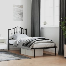 vidaXL Estructura de cama con cabecero metal negro 90x200 cm