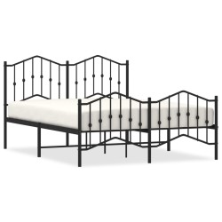vidaXL Estructura de cama con cabecero y estribo metal negro 135x190cm