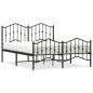 vidaXL Estructura de cama con cabecero y estribo metal negro 135x190cm vidaXL Estructura de cama con cabecero y estribo metal negro 135x190cm