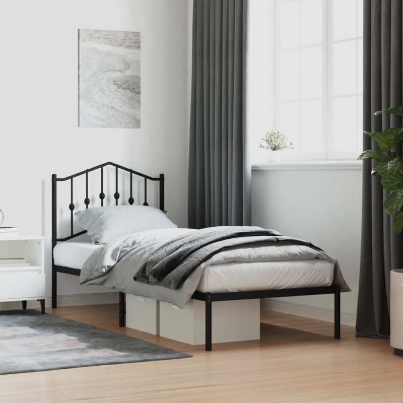 vidaXL Estructura de cama con cabecero metal negro 80x200 cm vidaXL Estructura de cama con cabecero metal negro 80x200 cm
